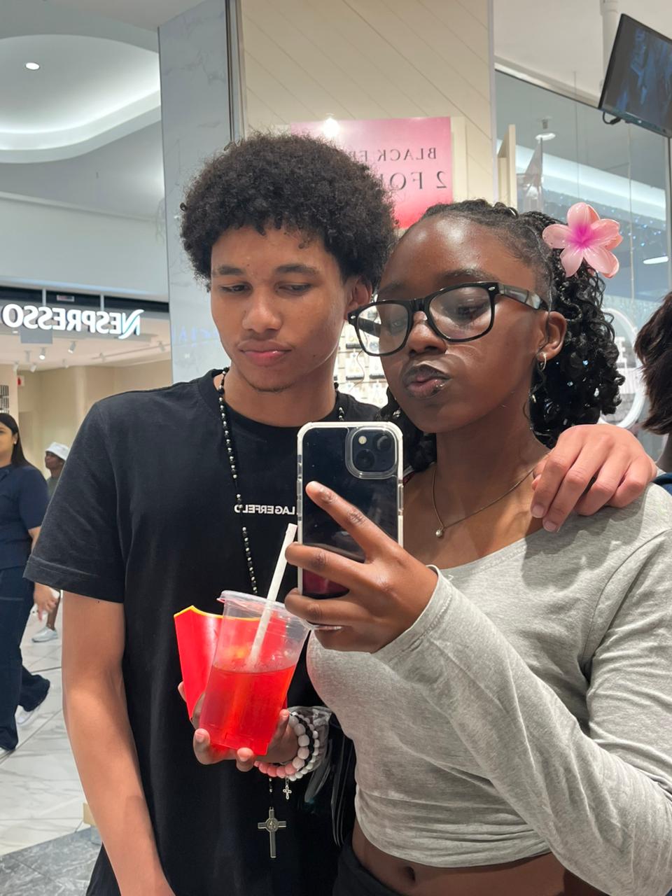 Laughing together outside